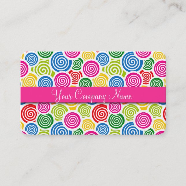 Niedliche Lollipop Candy Shop Bakery Business Card Visitenkarte (Vorderseite)