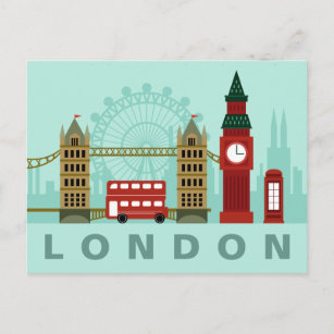 Niedliche Londoner Illustrationskarte Postkarte