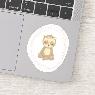 Niedliche Lotus Yoga Sloth Kunst, Dichtung und Mus Aufkleber