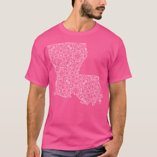 Niedliche Louisiana Floral Staat Kontur T-Shirt