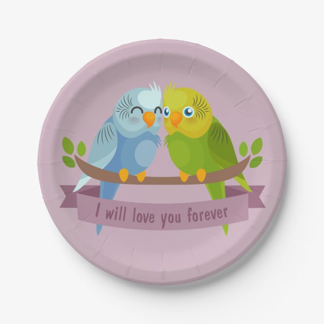 Niedliche Love Birds Papier-Teller Pappteller (Vorderseite)
