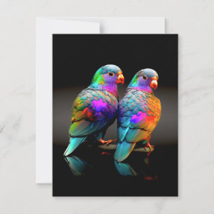 NIEDLICHE LOVEBIRD / FARBHAFTE LIEBE MITTEILUNGSKARTE