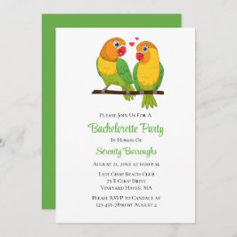 Niedliche Lovebirds Love Birds Grüner Junggeselinn Einladung