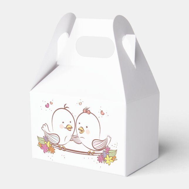 Niedliche Lovebirds Love Birds Pink Wedding Party Geschenkschachtel (Vorderseite)