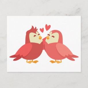 Niedliche Lovebirds Red Burgundy Wedding Liebe Bri Postkarte