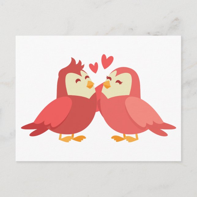 Niedliche Lovebirds Red Burgundy Wedding Liebe Bri Postkarte (Vorderseite)