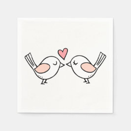 Niedliche Lovebirds Rosa Weiße Liebesvögel Hochzei Serviette