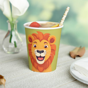 Niedliche Löwe Face Safari Wilder Dschungel Geburt Pappbecher