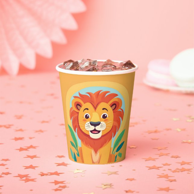 Niedliche Löwe Face Safari Wilder Dschungel Geburt Pappbecher (Insitu)