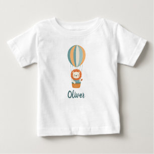 Niedliche Löwe in farbenfroher Heißluftballon Baby T-shirt