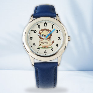 Niedliche Löwe mit Namensschild Armbanduhr