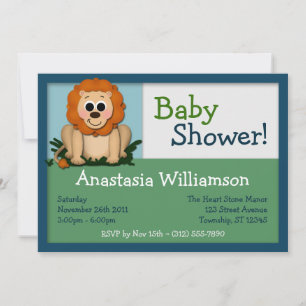 Niedliche Löwenfarben Babydusche Einladungen