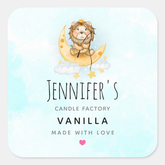 Niedliche Löwenfischen Wasserfarbe Seife Kerze Quadratischer Aufkleber (Vorderseite)