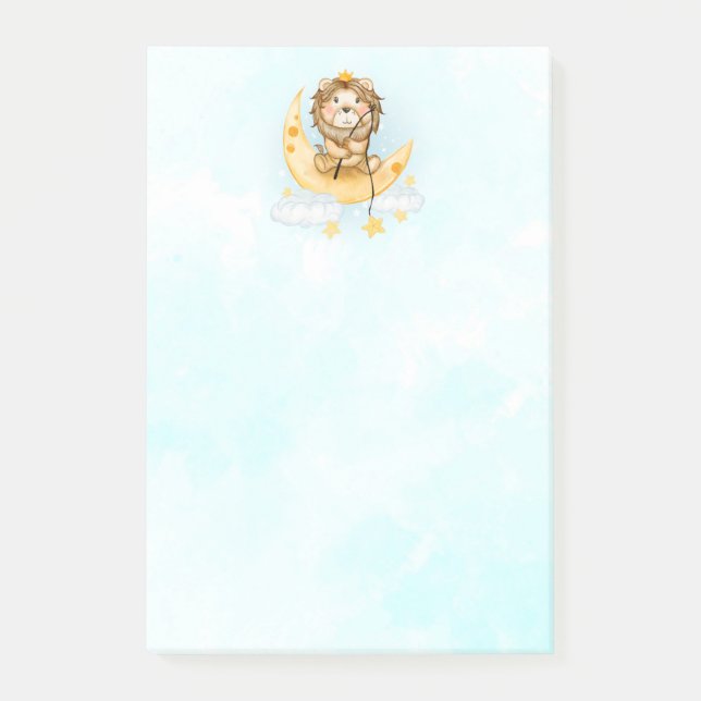 Niedliche Löwenfischerei auf dem Mond Post-it Klebezettel (Vorderseite)