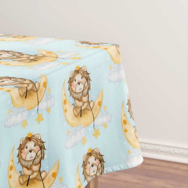 Niedliche Löwenfischerei auf dem Mond Tischdecke (Beispiel)