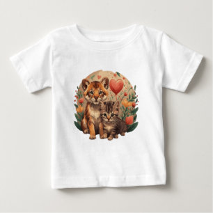 Niedliche Löwenkuchen und Kätzchen Baby T-shirt