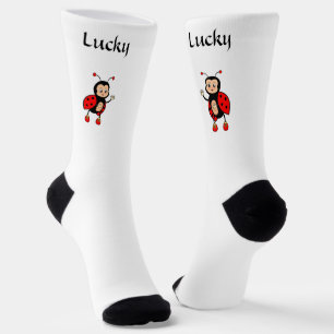 Niedliche Lucky Red Ladybug auf Weißen Socken
