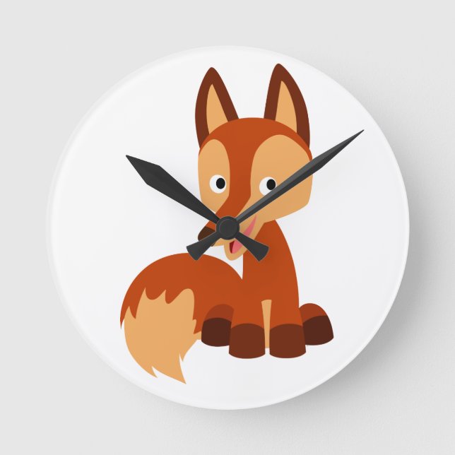 Niedliche Lünette Cartoon Fox Wall Clock Runde Wanduhr (Vorderseite)