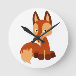 Niedliche Lünette Cartoon Fox Wall Clock Runde Wanduhr