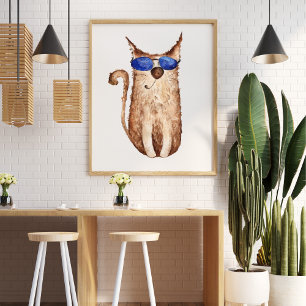 Niedliche lustige Aquarellbilder dekorativ Poster