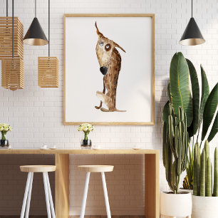 Niedliche, lustige Aquarellhundelustration Poster