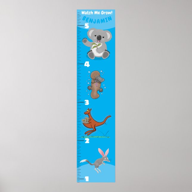 Niedliche lustige australische Tiere Cartoon Wachs Poster (Vorne)