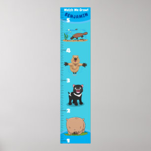 Niedliche lustige australische Tiere Cartoon Wachs Poster