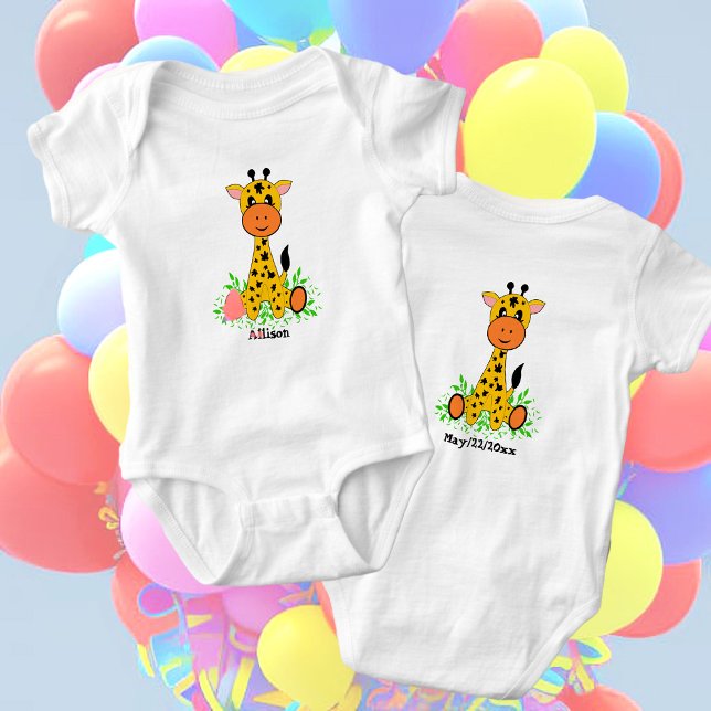 Niedliche lustige Babygiraffe, personalisierbar Baby Strampler (Von Creator hochgeladen)