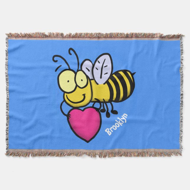 Niedliche lustige Biene mit Herz-Cartoon-Abbildung Decke (Vorderseite)