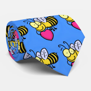Niedliche lustige Biene mit Herz-Cartoon-Abbildung Krawatte