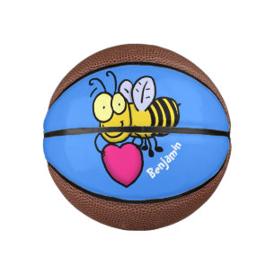 Niedliche lustige Biene mit Herz-Cartoon-Abbildung Mini Basketball