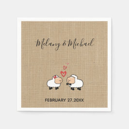 Niedliche, lustige Cartoon Schafe in Liebe begrabe Serviette