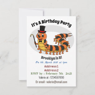 Niedliche lustige Centipez-Cartoon-Abbildung Einladung