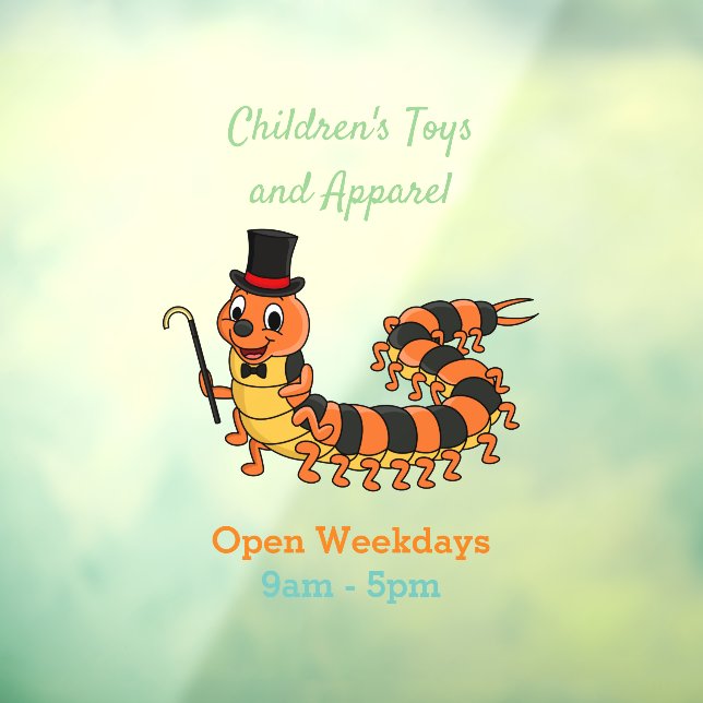 Niedliche lustige Centipez-Cartoon-Abbildung Fensteraufkleber (Blatt 3)