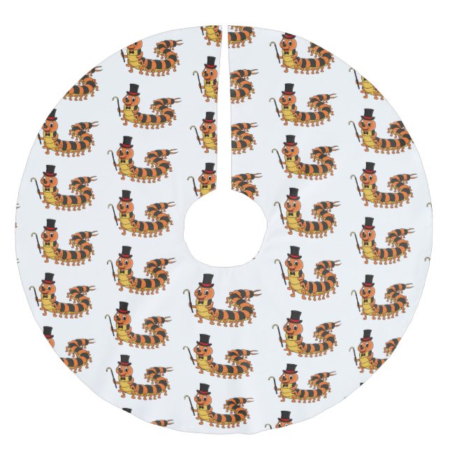 Niedliche lustige Centipez-Cartoon-Abbildung Polyester Weihnachtsbaumdecke (Vorderseite)