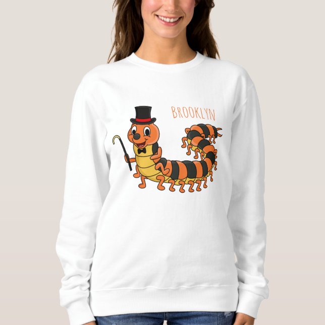 Niedliche lustige Centipez-Cartoon-Abbildung Sweatshirt (Vorderseite)