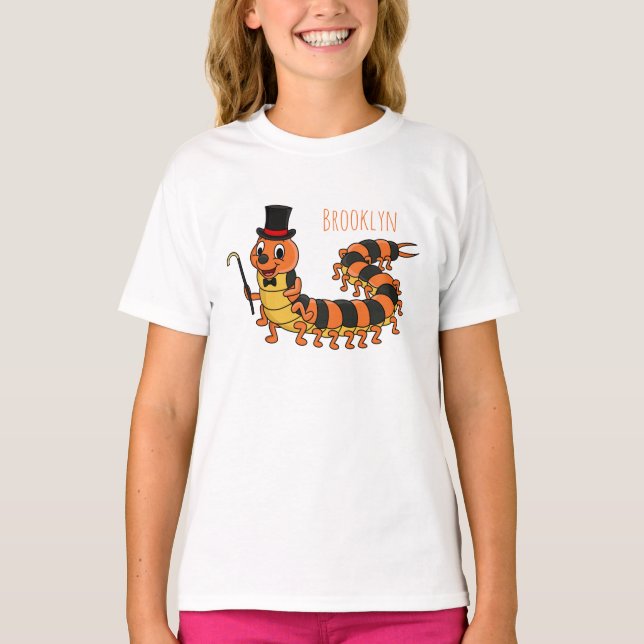 Niedliche lustige Centipez-Cartoon-Abbildung T-Shirt (Vorderseite)