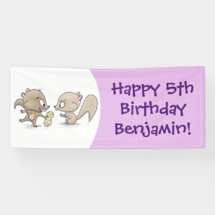 Niedliche lustige Eichhörnchen-Cartoon-Illustratio Banner