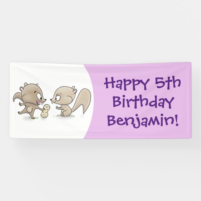 Niedliche lustige Eichhörnchen-Cartoon-Illustratio Banner (Horizontal)