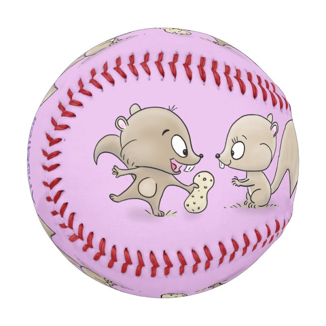 Niedliche lustige Eichhörnchen-Cartoon-Illustratio Baseball (Vorderseite Links)