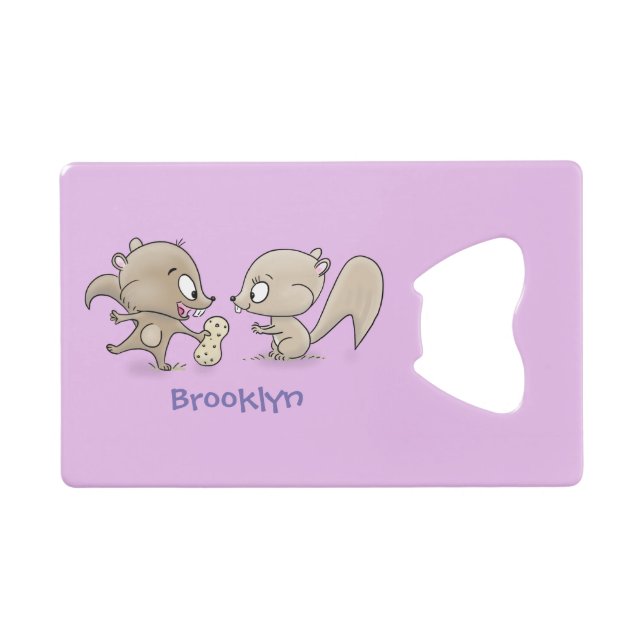 Niedliche lustige Eichhörnchen-Cartoon-Illustratio Geldbeutel Flaschenöffner (Vorderseite (Horizontal))