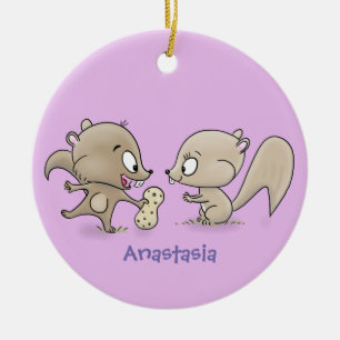 Niedliche lustige Eichhörnchen-Cartoon-Illustratio Keramik Ornament