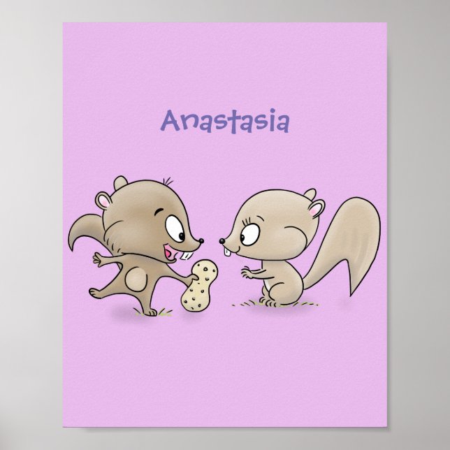 Niedliche lustige Eichhörnchen-Cartoon-Illustratio Poster (Vorne)