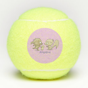 Niedliche lustige Eichhörnchen-Cartoon-Illustratio Tennisbälle