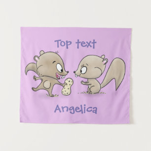 Niedliche lustige Eichhörnchen-Cartoon-Illustratio Wandteppich