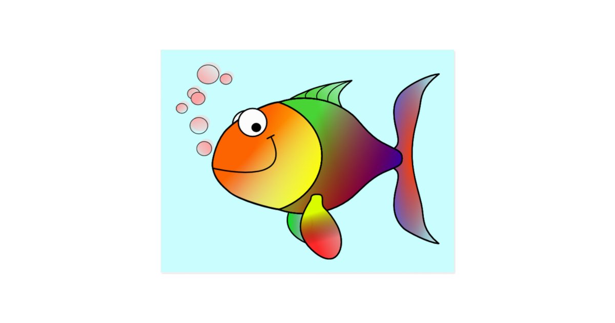 Niedliche lustige Fische - bunt Postkarte | Zazzle.at