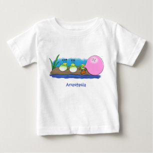 Niedliche lustige Froschbläschen-Cartoon-Abbildung Baby T-shirt