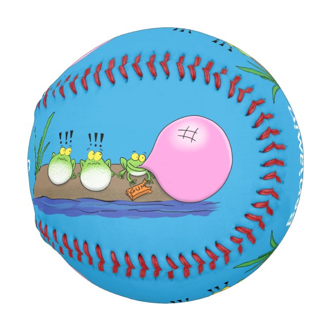 Niedliche lustige Froschbläschen-Cartoon-Abbildung Baseball (Vorne Rechts)