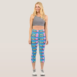 Niedliche lustige Froschbläschen-Cartoon-Abbildung Capri Leggings