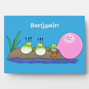 Niedliche lustige Froschbläschen-Cartoon-Abbildung Fotoplatte